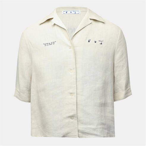 OFF WHITE - Women's Linen Long Sleeve Dress Shirt
