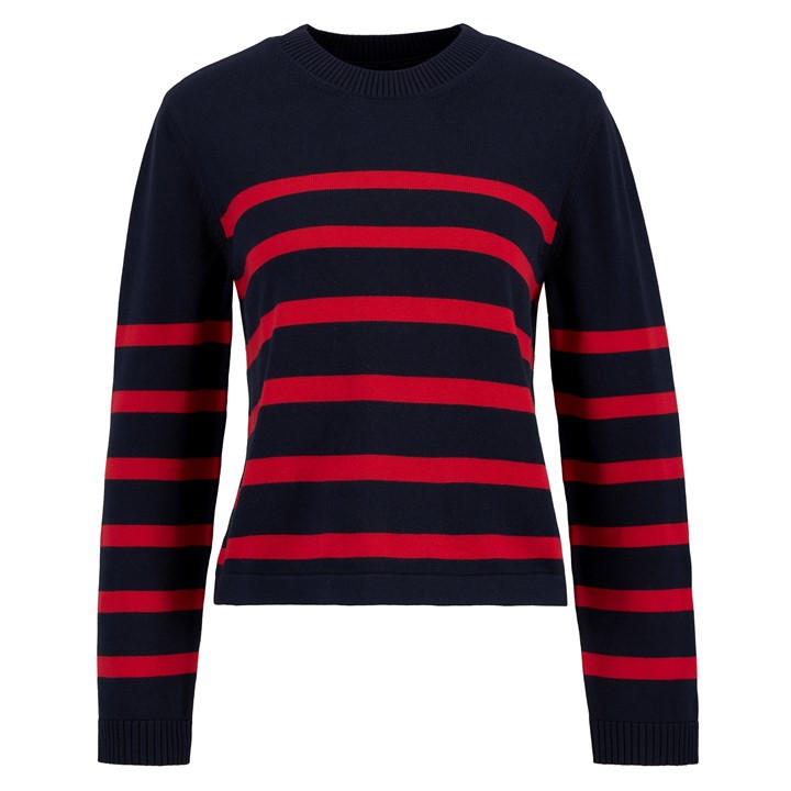 Barbour Women's Blue Fern Striped Crew Neck Jumper