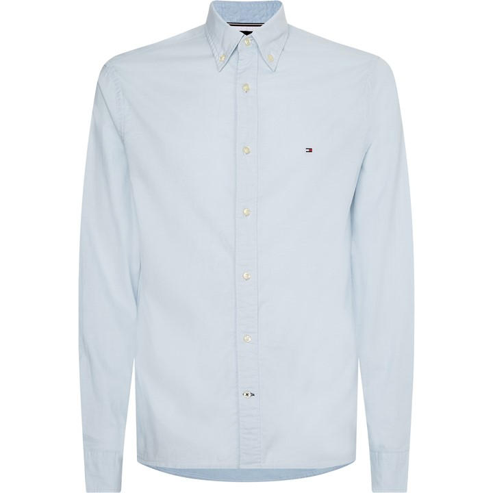 Tommy Hilfiger Men's Blue Core 1985 Long Sleeve Oxford Shirt Large