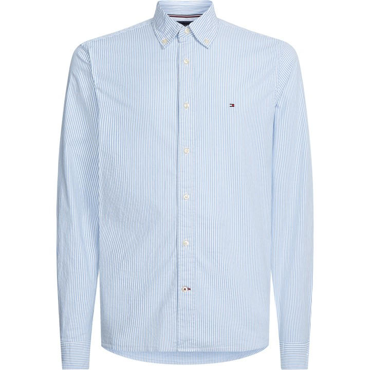 Tommy Hilfiger Men's White Core 1985 Flex Oxford Stripe Shirt Small
