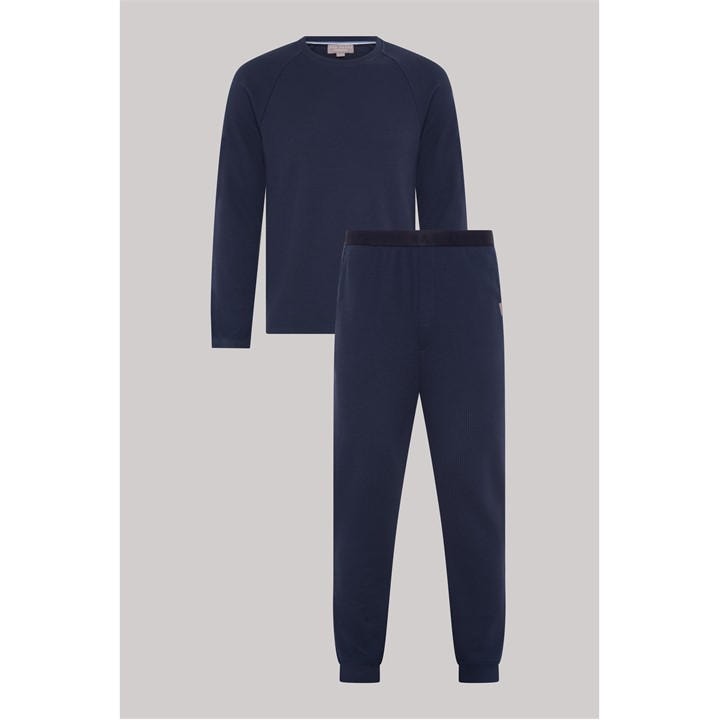 Ted Baker Men's Blue Waffle Long Sleeve Top And Jogger Set
