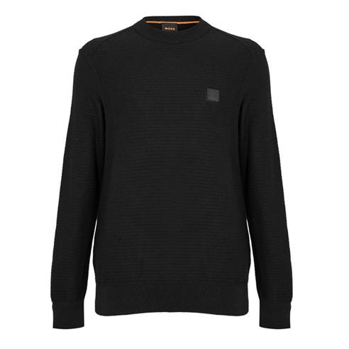Boss - Men's Anion Orange Cotton Cashmere Long Sleeve Crew Neck Jumper