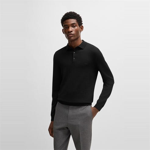 Boss - Men's Bono Black Knitted Crew Neck Jumpers