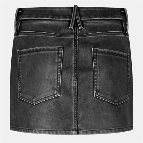 GOOD AMERICAN - Women's Leather High-Rise Mini Skirt