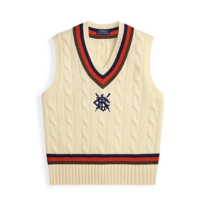 Polo Ralph Lauren Men's Cream Crew Neck Jumper - L