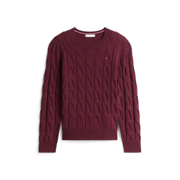 Tommy Hilfiger Women's Red Cable Knit Jumper