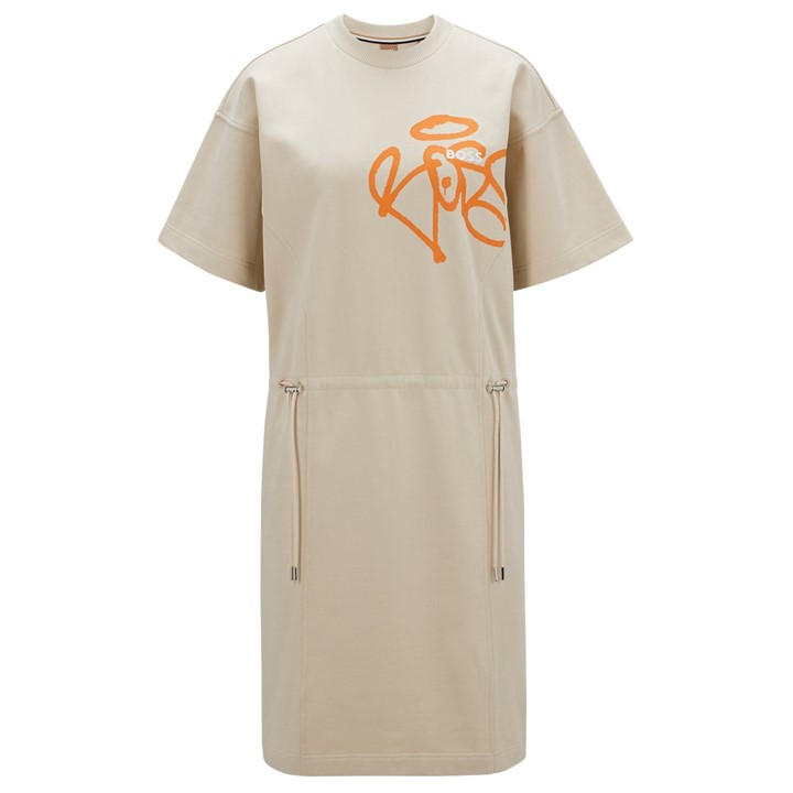 Boss Women's Beige C_eyona Dress Size 14