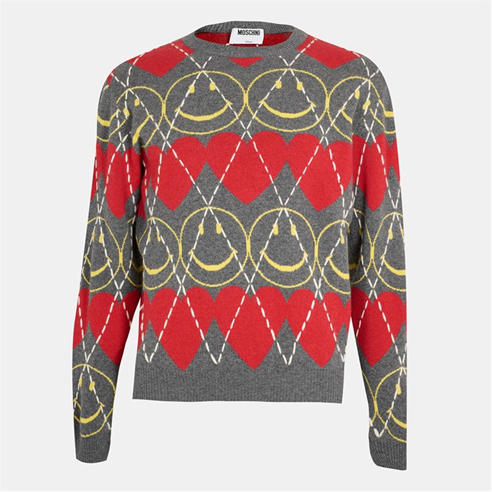 MOSCHINO - Men's Smile Soft Knit Crew Neck Jumper