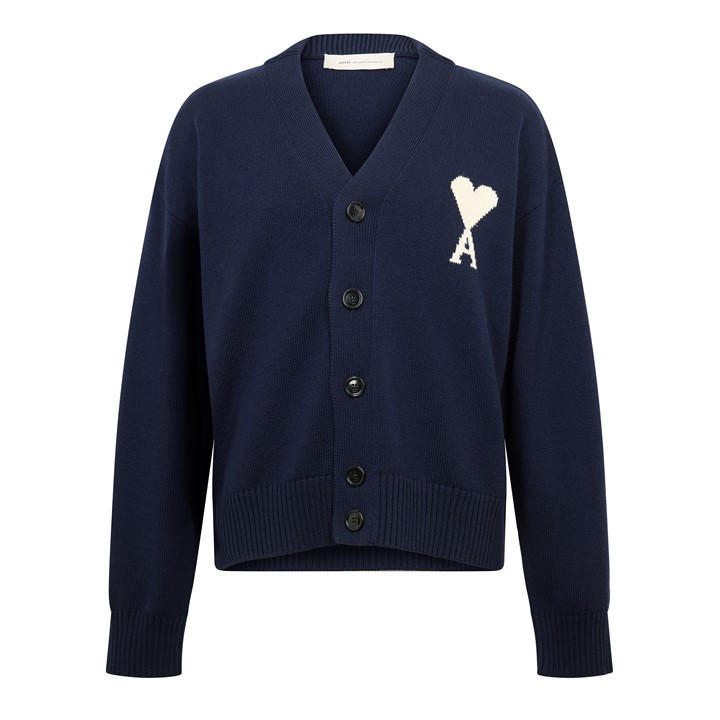 Ami Paris Men's Blue De Coeur Cardigan - L
