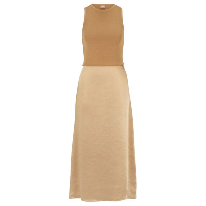 Boss Women's Beige Flaurelia Knitted Dress Size 10