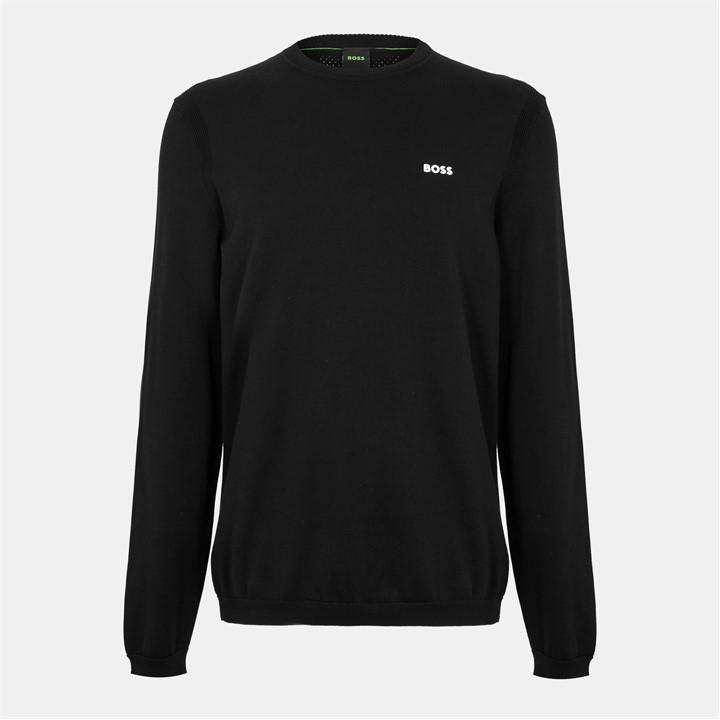 Boss Men's Black Logo Crewneck Jumper