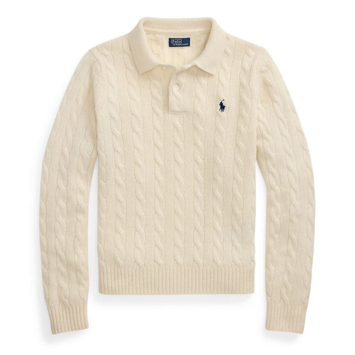 Polo Ralph Lauren Women's White Polo Cable Polo Ls Ld54 Size 10