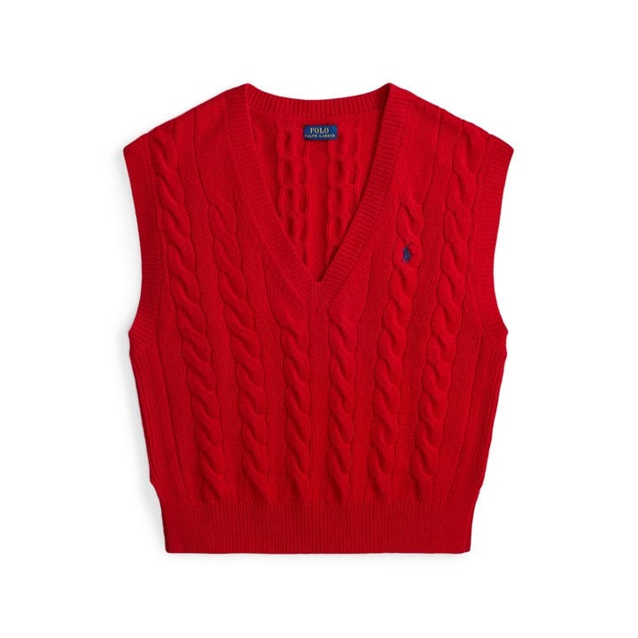 Polo Ralph Lauren Women's Red Knitted Sweater Vest - Size 10