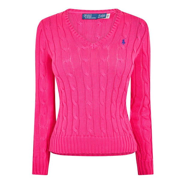 Carmel Pink - Polo Ralph Lauren - Women's Cable-Knit V-neck Jumper