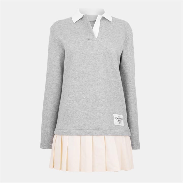 Moncler Women's Grey Pleat Dress Size 10