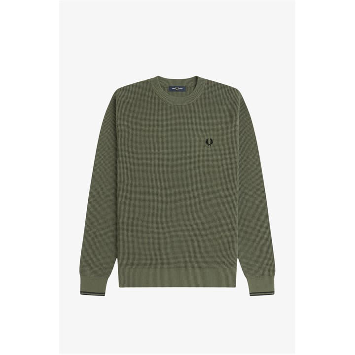 Fred Perry Men's Green Crew Neck Jumper 2XL