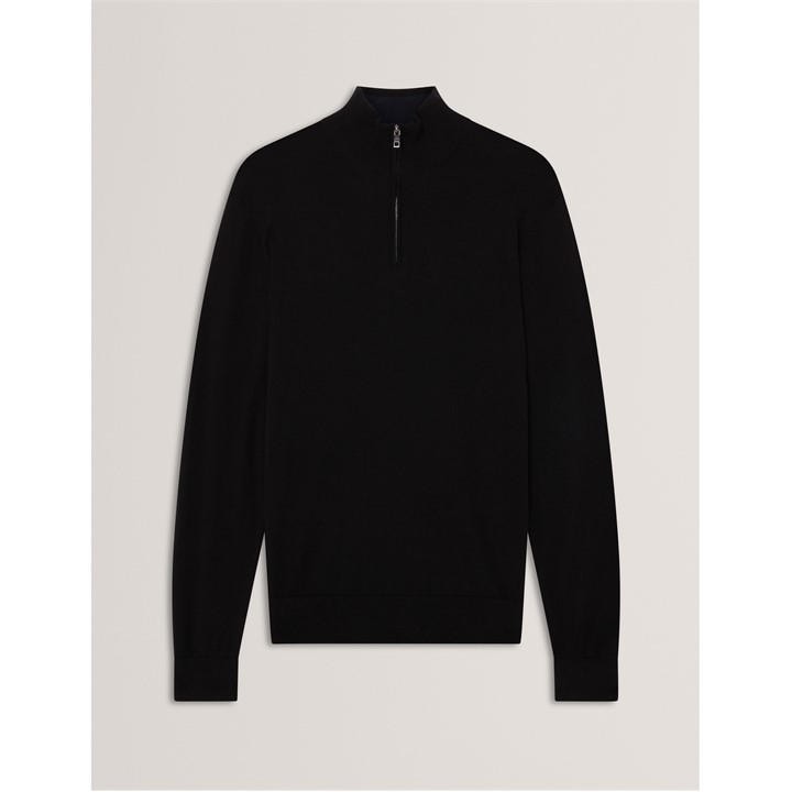 Ted Baker Men's Black Merino Half Zip Crew Neck Jumper