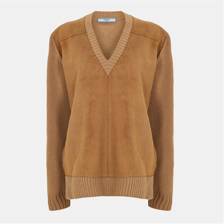 Prada Women's Brown Suede Jumper Ld54 Size 8