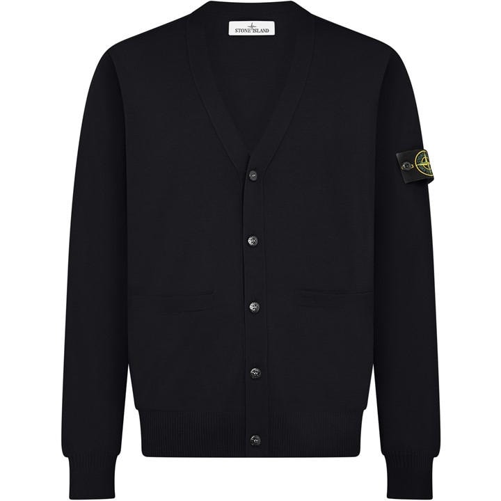 Stone Island Men's Black Patch Wool Cardigan