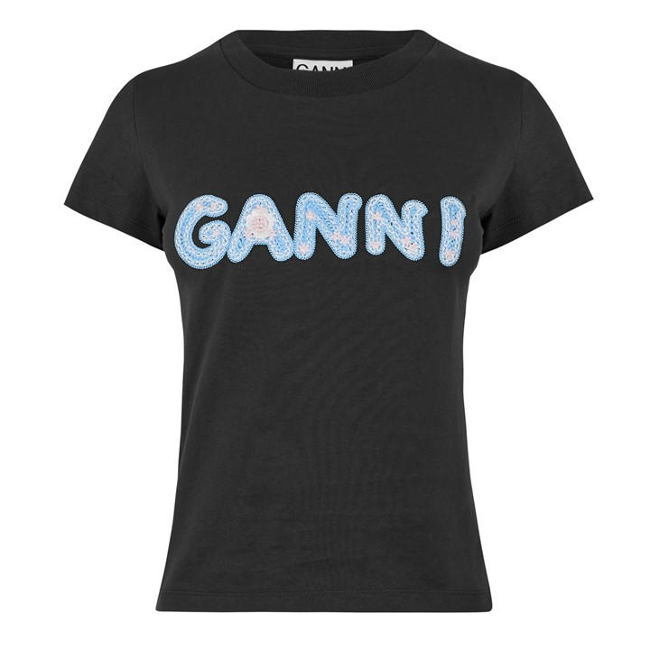 Ganni Women's Black Baby Tee Ld62