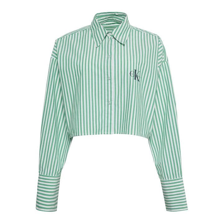 Calvin Klein Stripe Shirt Ld62 In Green