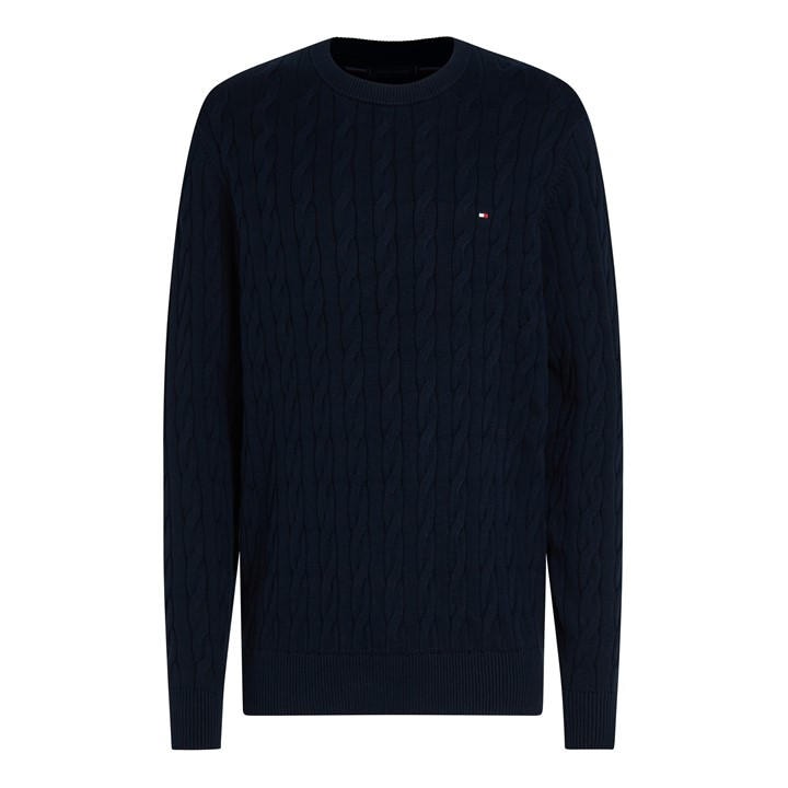 Tommy Hilfiger Men's Blue Classic Cotton Cable Crew Neck 2XL