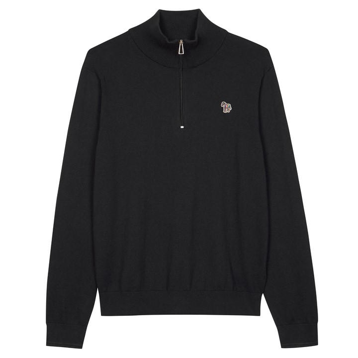 Ps Paul Smith Men's Black Zebra Logo Quarter Zip Sweater 2XL