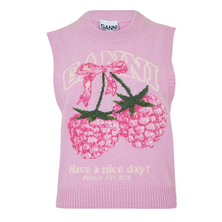 Ganni Women's Pink Graphic Vest Ld62