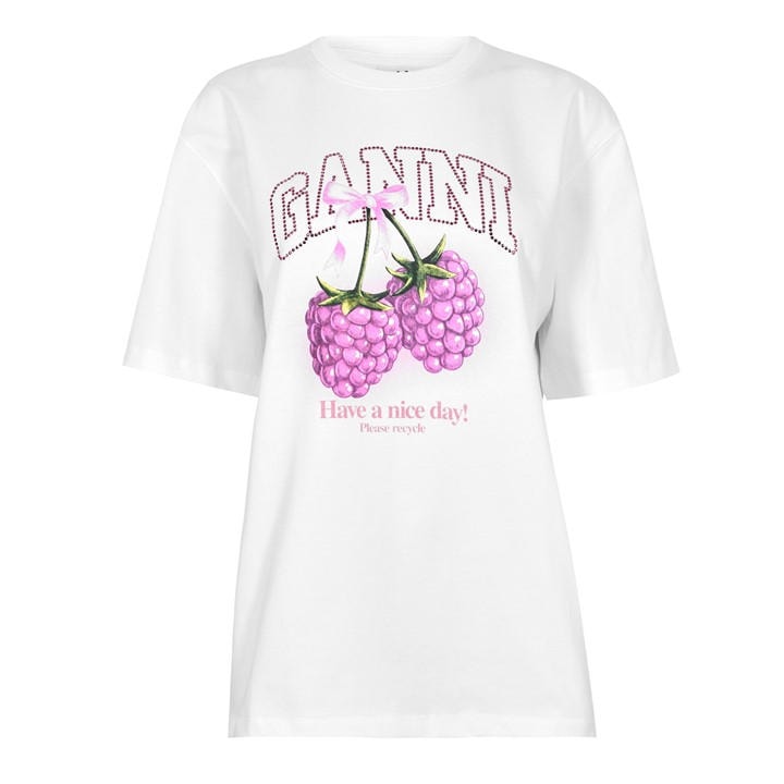 Ganni Women's White Raspbery Tee Ld62