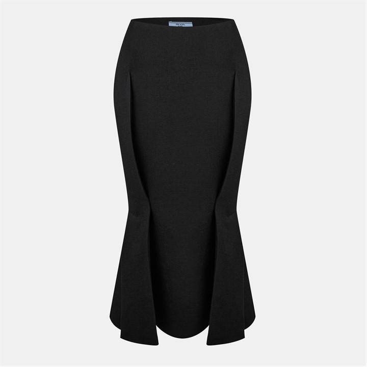 Prada Women's Black Buckle Open Back Midi Skirt Size 6