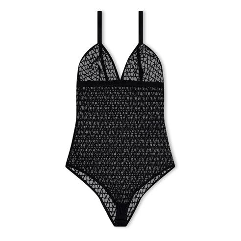 VALENTINO - Women's Val Tulle Long-Sleeve Bodysuit