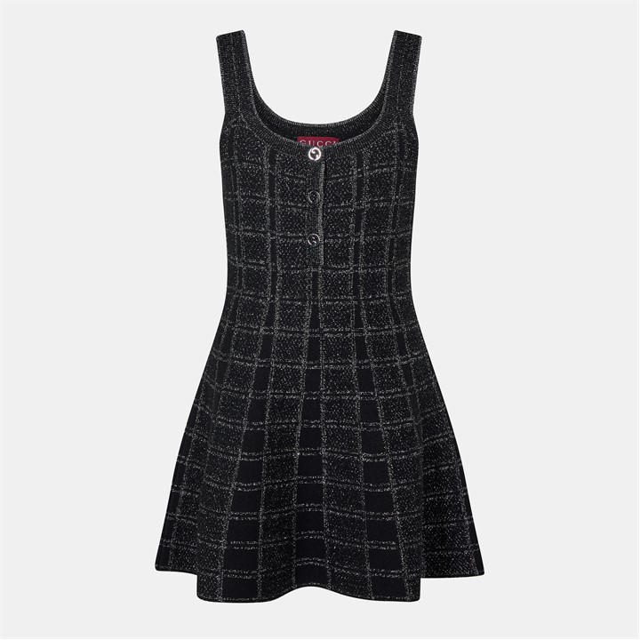 Gucci Women's Black Lamé Button Dress - Size 10