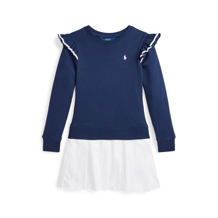 Polo Ralph Lauren Girls Blue Woven-Skirt Terry Dress Juniors - 15 - 16 Years