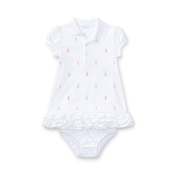 Polo Ralph Lauren Girls White Kids' Dress - 12 - 18 Months