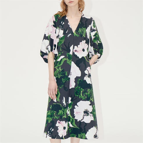 Stine Goya - 3/4 Volume Sleeves Midi Dress
