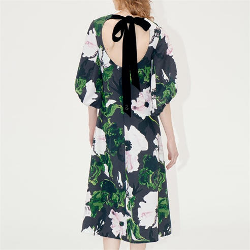 Stine Goya - 3/4 Volume Sleeves Midi Dress