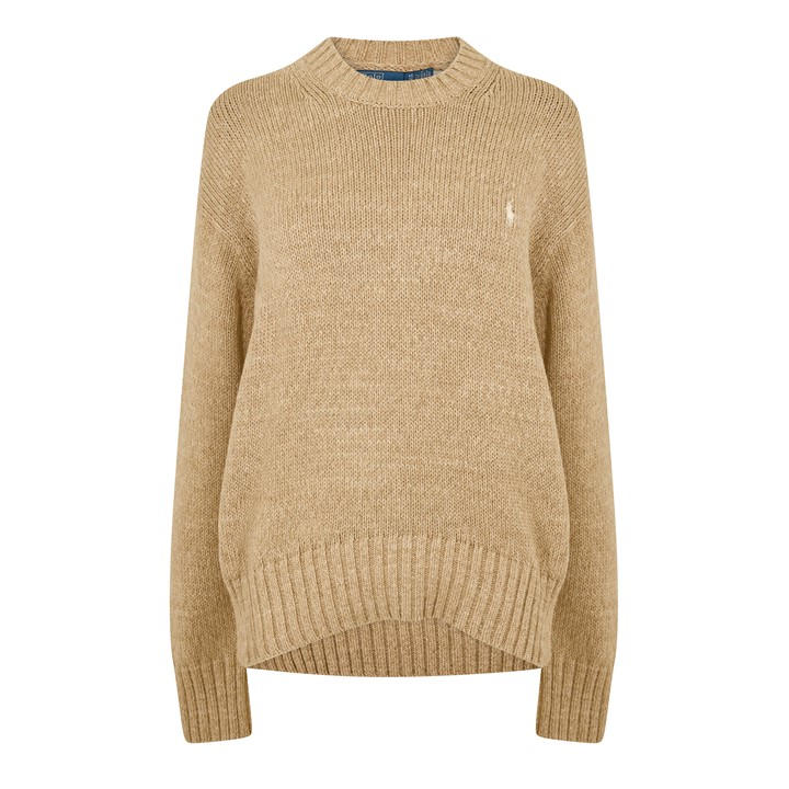 Polo Ralph Lauren Women's Beige Crew Neck Jumper - Size 8