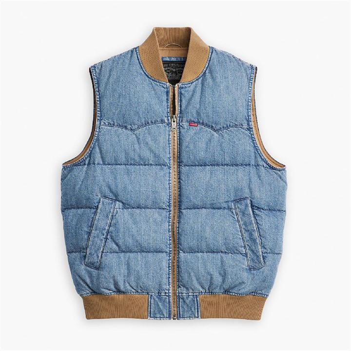 Levis Men's Blue Wstrn Puff Vst