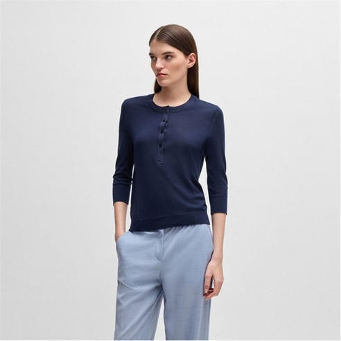 Boss - Fiblure Henley-Neck Sweater