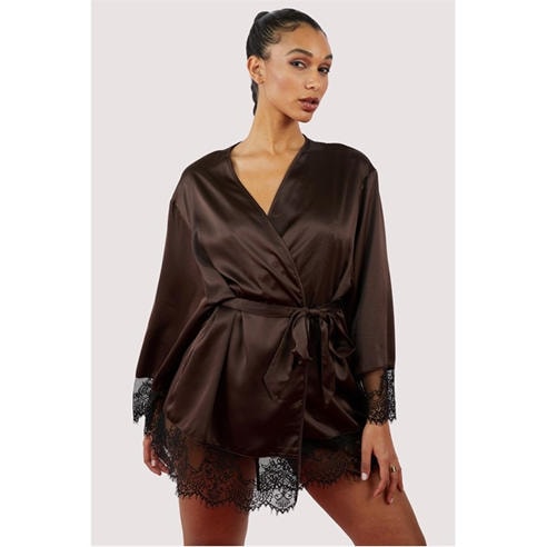 Wolf and Whistle - Alaia Chocolate Brown Caged Kimono