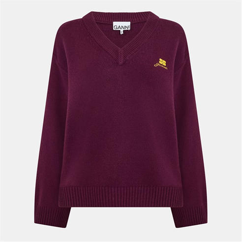 GANNI - Women's Wool Mix V-Neck Jumper