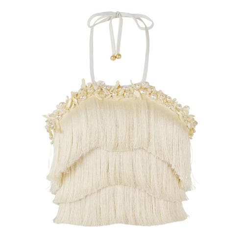 PATBO - Women's Lila Fringe Dipped Hem Top