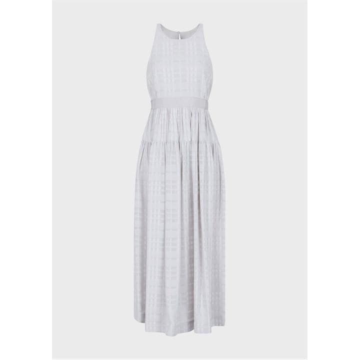 Emporio Armani Women's Grey Sleeveless Checked Midi Dress