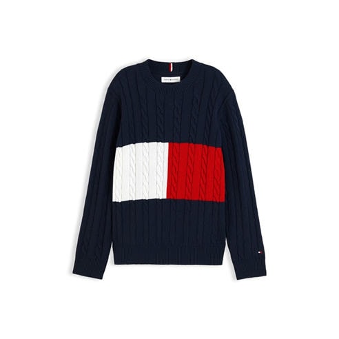 Tommy Hilfiger - Kids' Flag Knit Long-Sleeve Cotton-Blend Cable Jumper