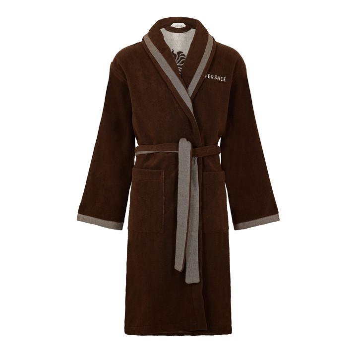 Versace Home Unisex Brown Cotton-Terry Jacquard Bathrobe