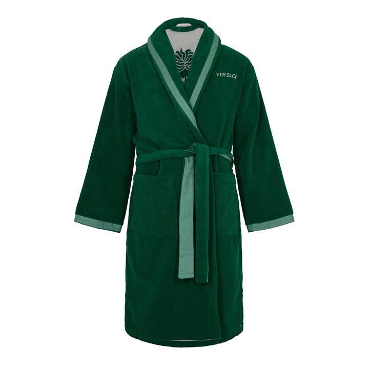 Versace Home Unisex Green Cotton-Terry Jacquard Bathrobe