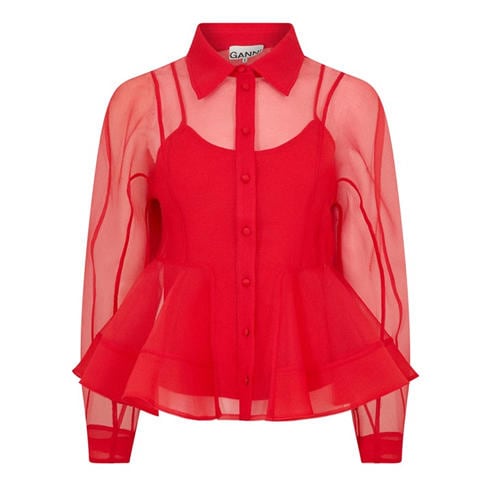 GANNI - Women's Organised Peplum Blouse