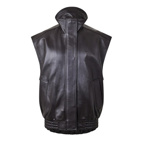 BALENCIAGA - Women's Leather Oversized-Fit Gilet