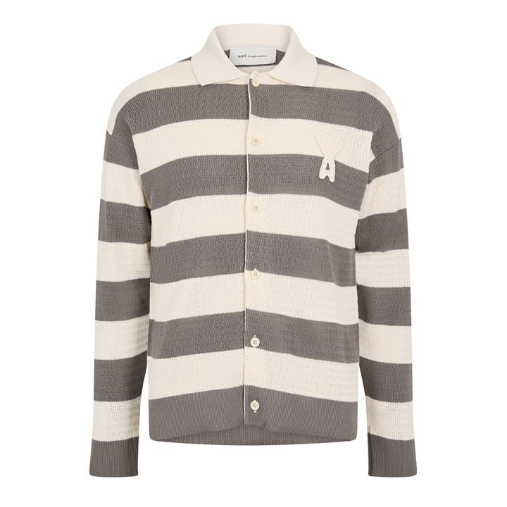 Ami Paris Men's Grey Adc Patch Cardigan - XL