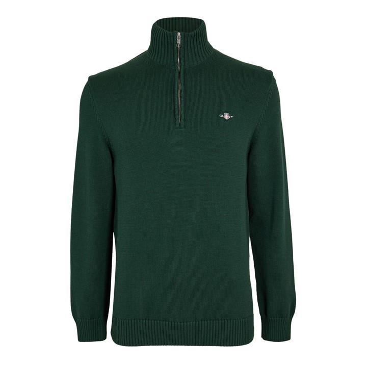 Gant Men's Green Casual Cotton Half-Zip